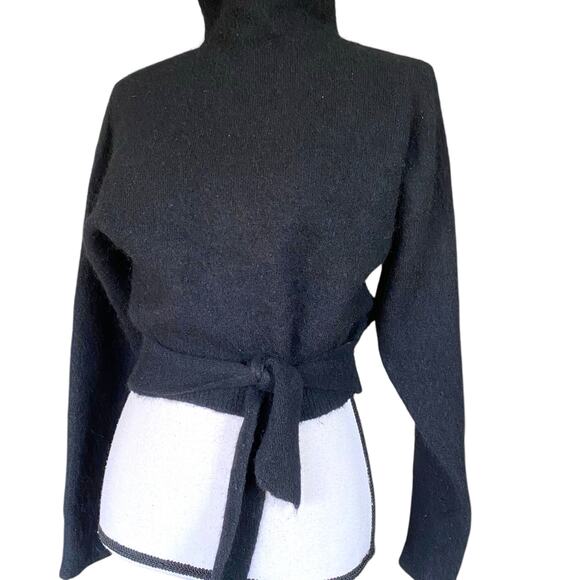 Wilfred Lorin Sweater Funnel Neck Long Dolman Sleeves Sz S Black Balletcore - Picture 3 of 13